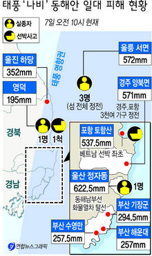 태풍 ‘나비’ 동해안 일대 피해 현황