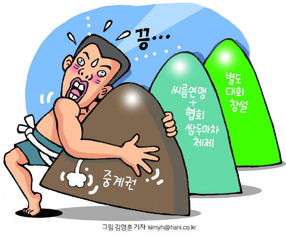 ‘얽히고설킨 샅바’ 언제 푸나…씨름 연맹 협회 분열