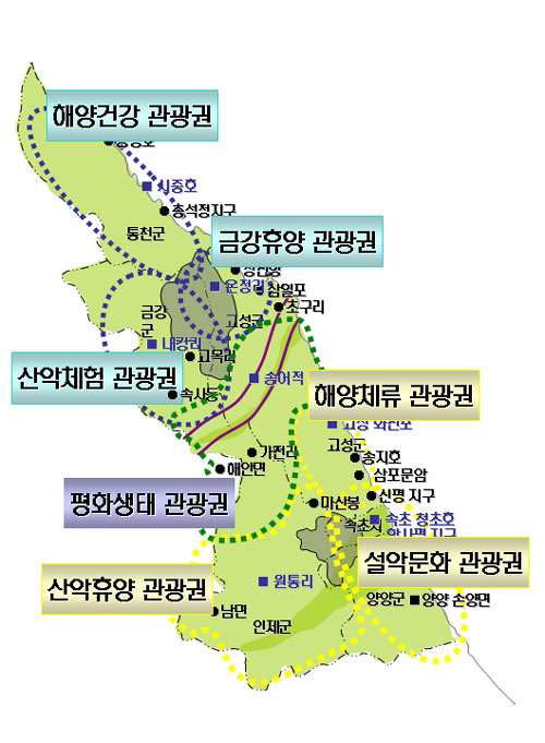 2000년 수립된 \'설악-금강 관광개발계획의 관광권역 분류