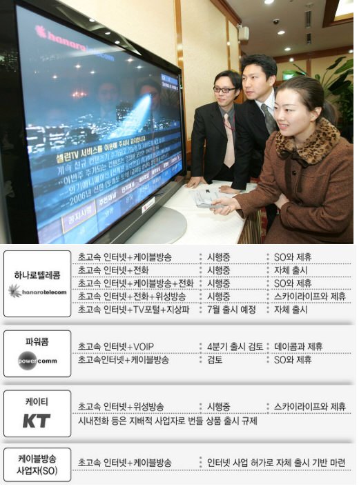 트리플 플레이 지향하는 통신·방송사 상품들