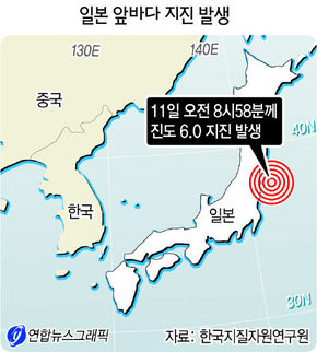 일본 앞바다 지진 발생