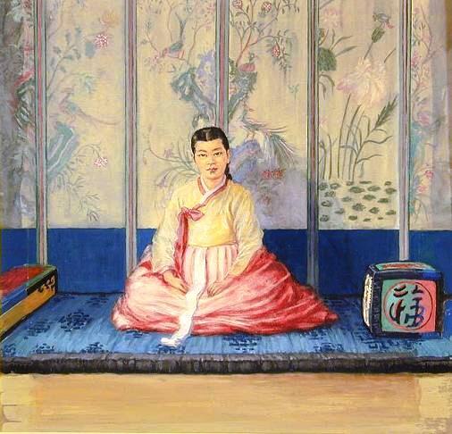엘리자베스 키스 <예복을 입은 순이> 종이에 수채 34 x 40 cm 1920년 (아시아 패시픽 박물관 소장) 엘리자베스 키스 <예복을 입은 순이> 종이에 수채 34 x 40 cm 1920년 (아시아 패시픽 박물관 소장)