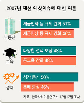 2007년 대선 예상이슈에 대한 여론