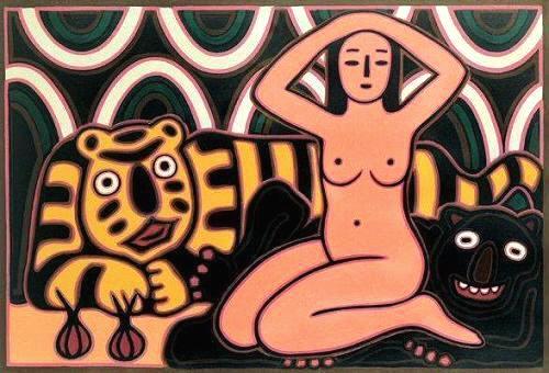 이만익 <웅녀현신도> 80 x 117cm, 캔버스 위에 유화, 2003년, 이미지 제공 세오갤러리 ⓒ 이만익 이만익 <웅녀현신도> 80 x 117cm, 캔버스 위에 유화, 2003년, 이미지 제공 세오갤러리 ⓒ 이만익