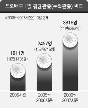 프로배구 1일 평균관중 비교
