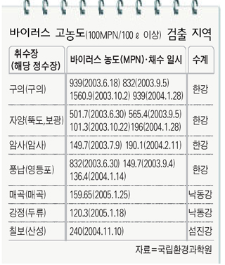 바이러스 고농도 검출 지역