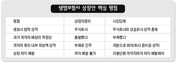 생명보험사 상장안 핵심 쟁점