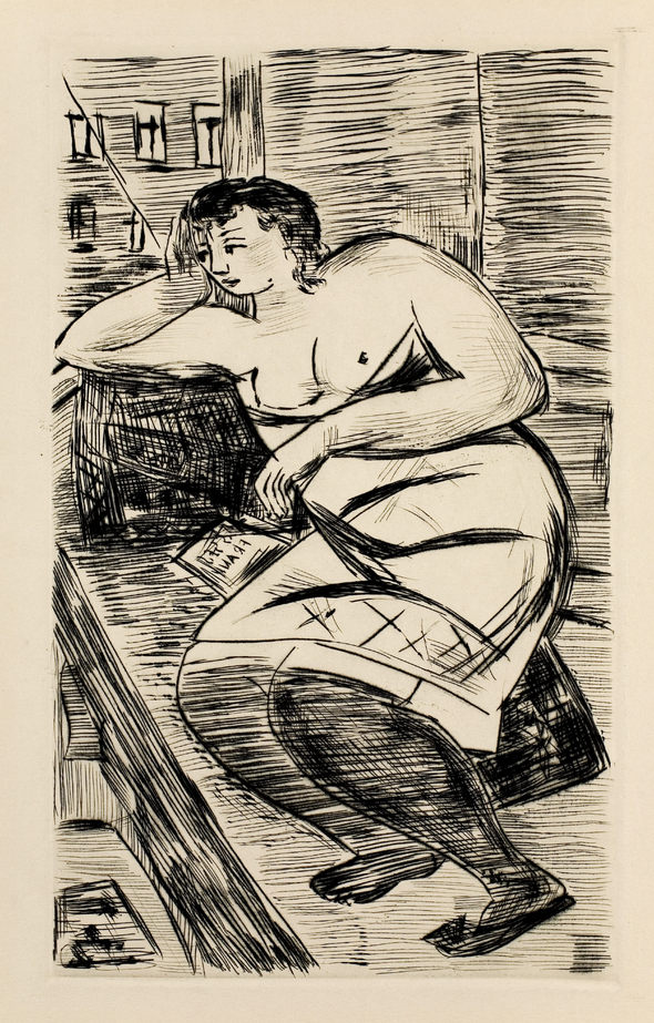 <기대고 있는 여인> 1929-1933년. 드라이포인트