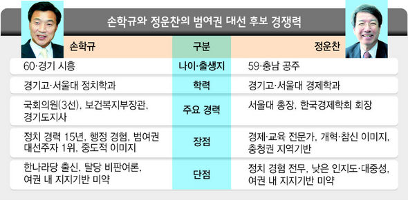 손학규와 정운찬의 범여권 대선후보 경쟁력