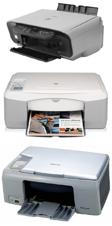 캐논 PIXMA MP160, 휴렛패커드의  데스크젯 F370 All-In-One, 삼성 SCX-1450