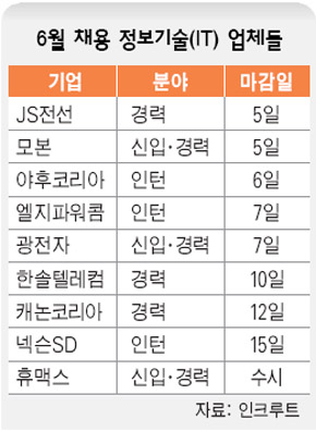 6월 채용 정보기술 업체들