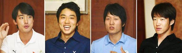 왼쪽부터 홍순상(26·SK텔레콤) 배상문(21·캘러웨이골프) 김경태(21·신한은행) 강경남(24·삼화저축은행)