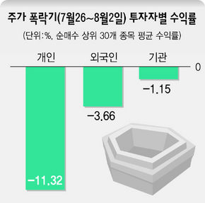 주가 폭락기(7월 26~8월 2일) 투자자별 수익률