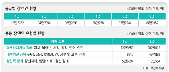 등급별 장애인 현황
