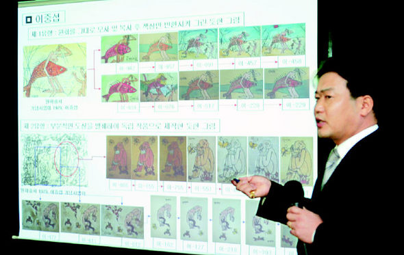 이중섭·박수근 그림에 대한 위작 시비가 끊이지 않고 있다. 사진은 지난해 검찰의 이중섭·박수근 위작 고소사건 수사결과 발표 모습. 강재훈 기자 khan@hani.co.kr