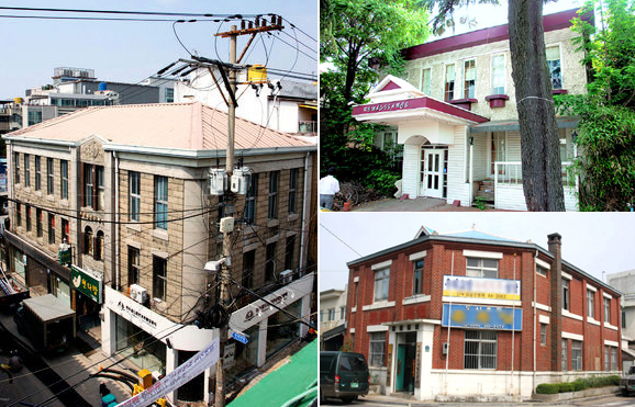 전북일보사 옛 사옥(위), 일제때 아파트(아래) 