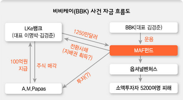 비비케이(BBK)사건 자금 흐름도