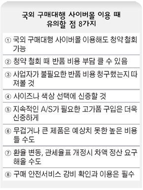 국외 구매대행 사이버몰 이용 때 유의할 점 8가지