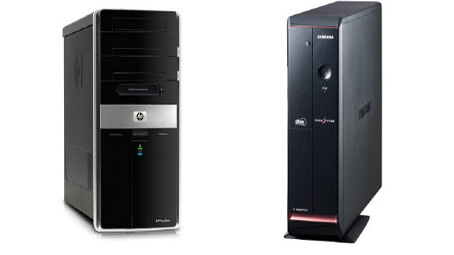 파빌리온 m9020kr(왼쪽)과 매직스테이션 매직블랙 DM-Z70A/QA1(오른쪽)
