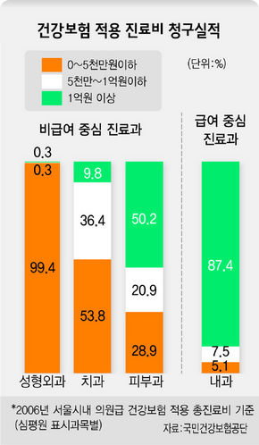 건강보험 적용 진료비 청구실적