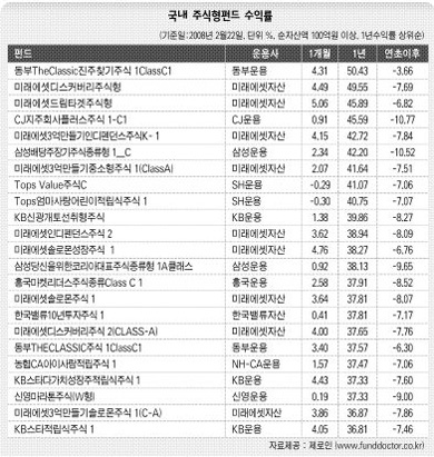 국내 주식형 펀드 수익률