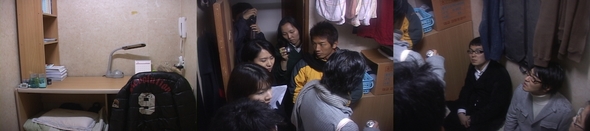 고시원을 찾아간 일본 청년 시민단체 회원들은 주인이 비운 방에 머물며 여러 질문을 했다.