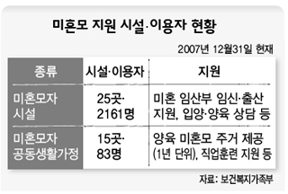 미혼모 지원 시설·이용자 현황