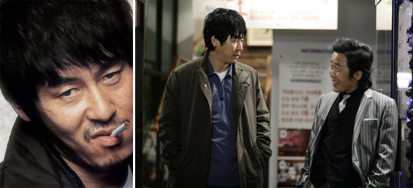 ‘강철중’역의 설경구(왼쪽) / ‘산수’역의 이문식은 첫 등장부터 스태프들을 웃겼다고 한다. 
