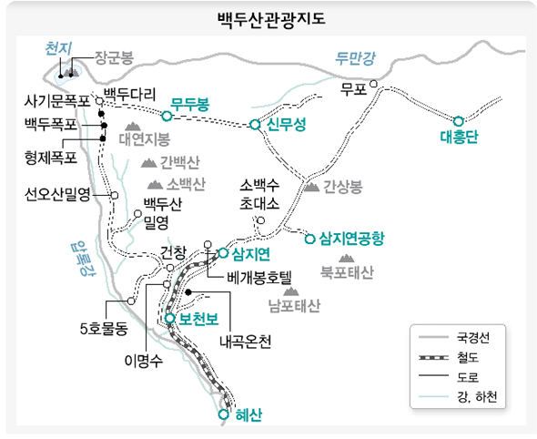 백두산 관광지도