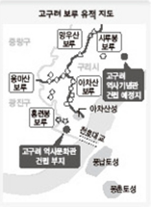 고구려 보루 유적 지도 