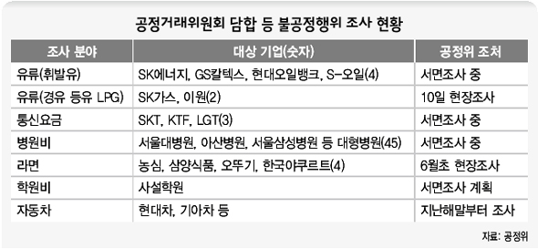 공정거래위원회 담합 등 불공정행위 조사 현황