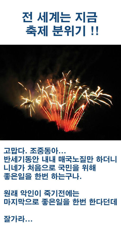 조중동이 다음에 뉴스공급을 중단한다는 소식이 알려지자, 네티즌이 만든 글  ⓒ 미디어다음 캡쳐