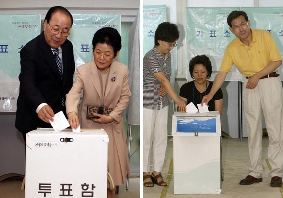 투표하는 후보들