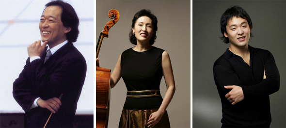  지휘자 정명훈(왼&#51902;), 누나 첼리스트 정명화(가운데), 서울대 음대에 다니는 아들 정민(오른쪽)