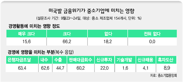 미국발 금융위기가 중소기업에 미치는 영향