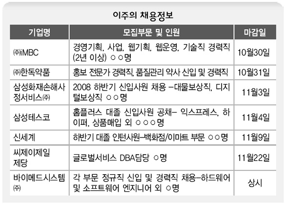 10월 29일 이주의 채용정보