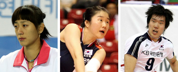 왼쪽부터 한송이(24·흥국생명), 김민지(23·지에스칼텍스), 신영수(26·대한항공)