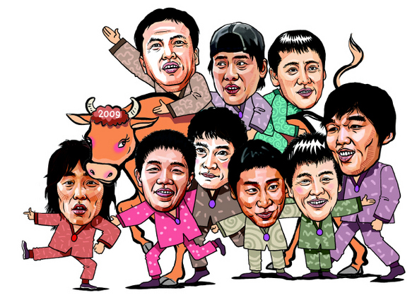 위로부터 시계방향으로 이운재, 우지원, 김민재, 하승진, 강민호, 이근호, 김요한, 정성룡, 박주영.  그림 김영훈 기자 <A href="mailto:kimyh@hani.co.kr">kimyh@hani.co.kr</A>