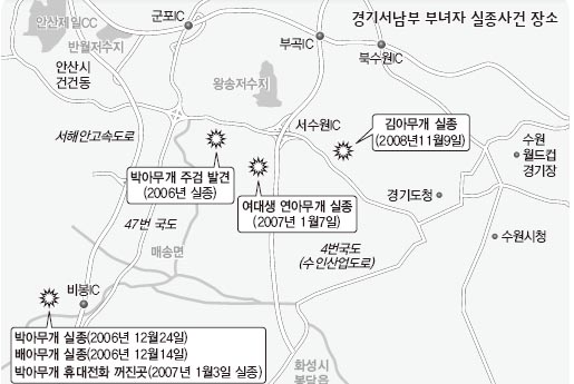 경기서남부 부녀자 실종사건 장소