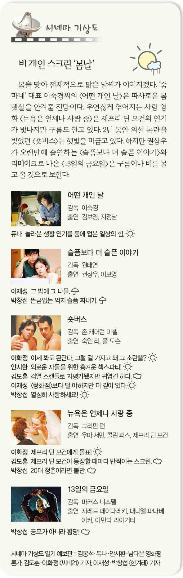 [시네마기상도] 비 개인 스크린 ‘봄날’