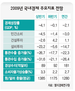 2009년 국내경제 주요지표 전망