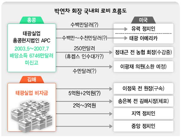 박연차 회장 국내외 로비 흐름도