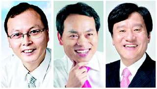 왼쪽부터 한나라 노용수·민주 김윤식·무소속 최준열