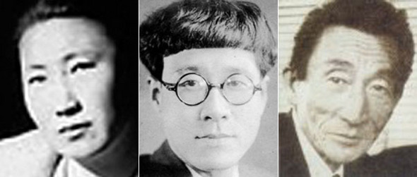 왼쪽부터 모윤숙, 박태원, 신석초