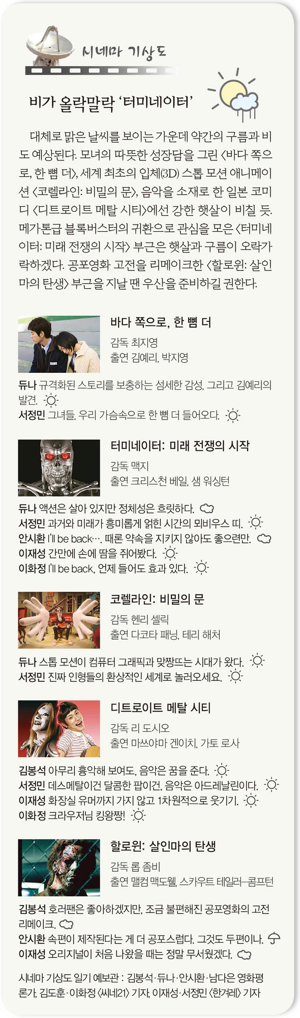 [시네마기상도] 비가 올락말락 ‘터미네이터’