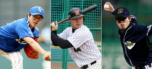 왼족부터 이우선(26·삼성), 오장훈(25·롯데), 오현택(24·두산)