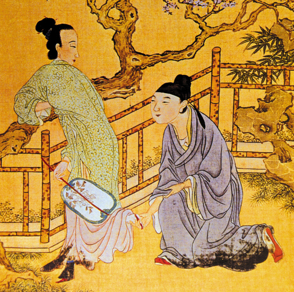 비단옷을 입은 중국 남녀가 수작을 벌이는 모습을 담은 그림. 뽕나무를 통해 중국의 역사와 문화를 들여다본 책 〈중국을 낳은 뽕나무〉가 나왔다.