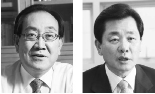 이계안(왼쪽) 전 민주당 의원과 정균환 전 민주당 의원