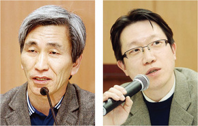 왼쪽부터 정해구 교수, 신진욱 교수