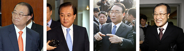 최시중 방송통신위원장, 구본홍 전 <와이티엔> 사장, 김인규 <한국방송> 사장, 김재철 <문화방송> 사장(왼쪽부터).